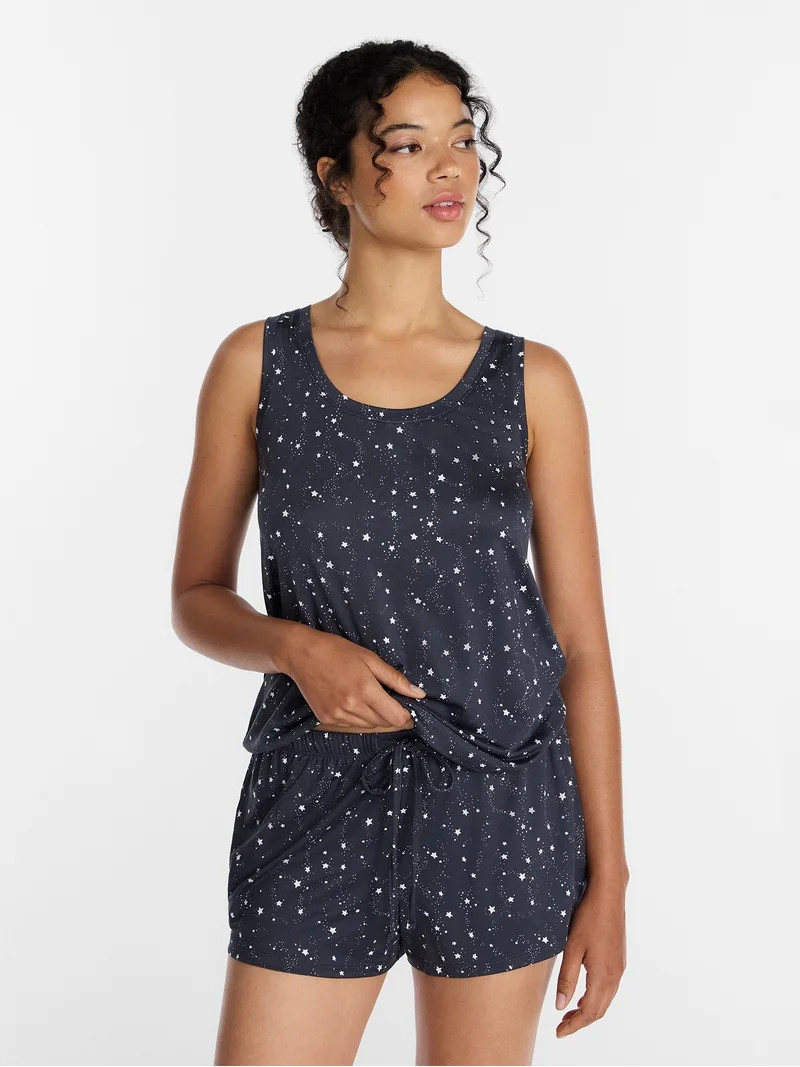 Joyspun Women's Tank Top and Shorts Pajama Set, 2-Piece, Sizes XS-3X | Walmart (US)