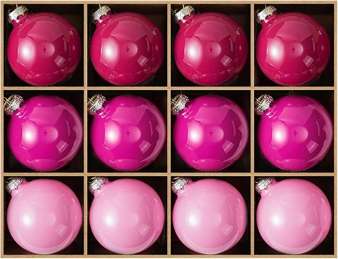 WDS WONDROUS Red Pink Glass Christmas Ball Ornaments Set of 12 – 2.36” Glossy Hanging Ornamen... | Amazon (US)