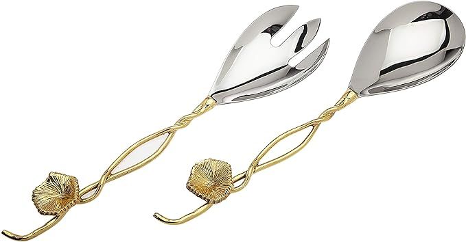 Godinger Salad Server Fork Spoon Set Gold Design | Amazon (US)