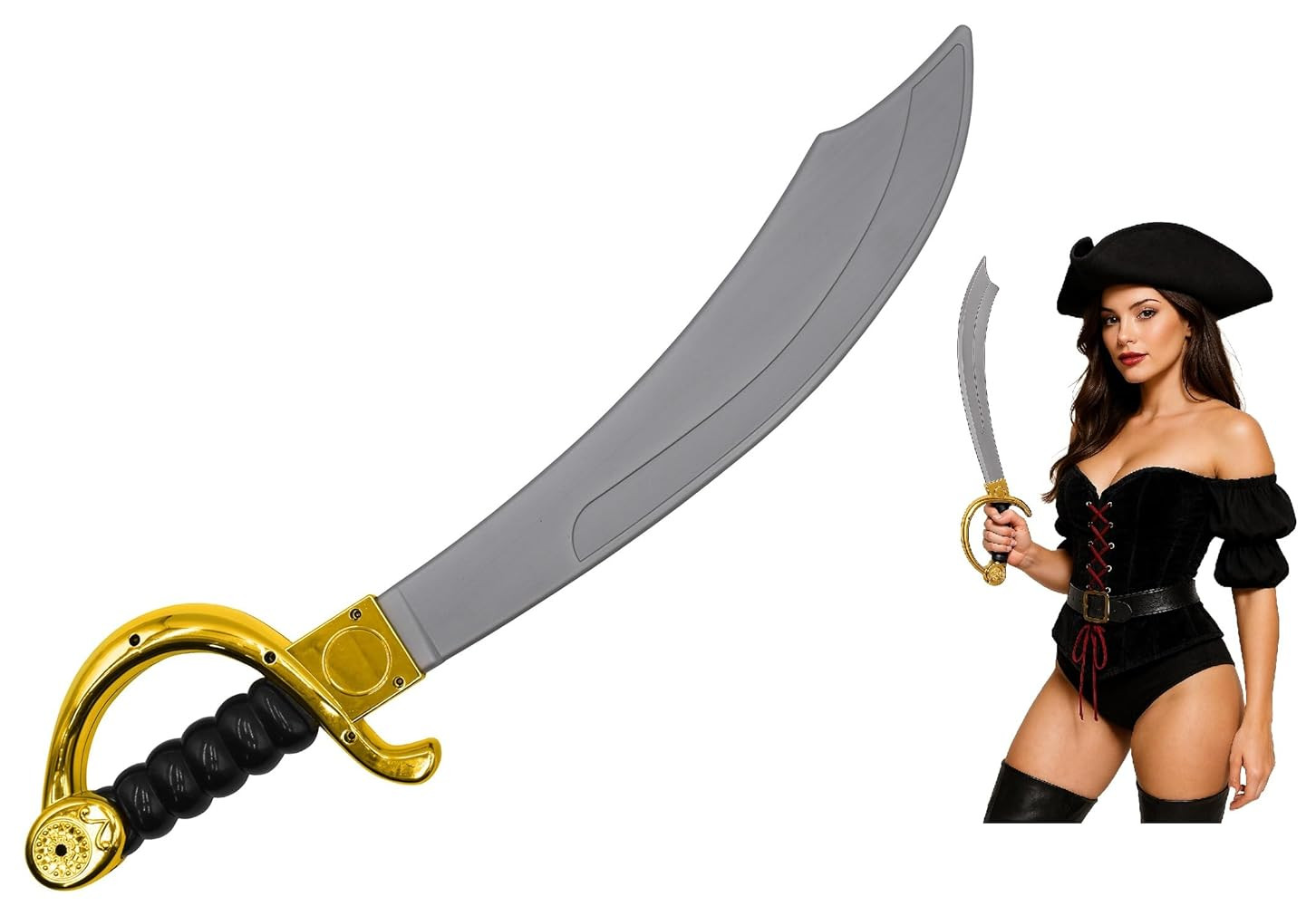 Nicky Bigs Novelties Deluxe Plastic Pirate Sword Buccaneer Cutlass Prop Weapon Costume | Amazon (US)