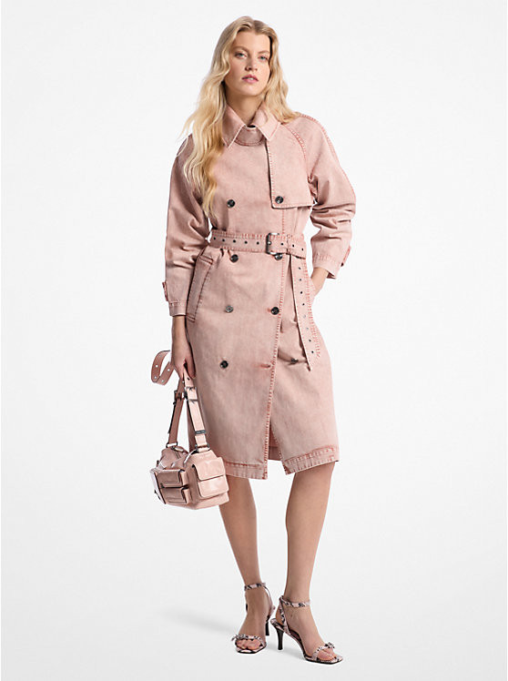 Garment-Dyed Denim Trench Coat | Michael Kors US