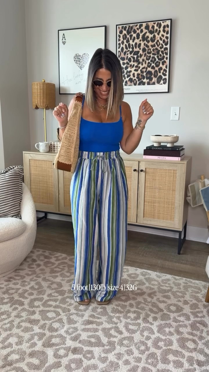 I’m not kidding when I say Amazon has had the best summer clothes this year. These lightweight blue striped pants are so freaking good for summer. I paired it with one of my favorite blue tank tops and I’m obsessing over how good this look is. 
Summer outfit that isn’t shorts, blue striped pants

#LTKPetite #LTKMidsize #LTKSaleAlert