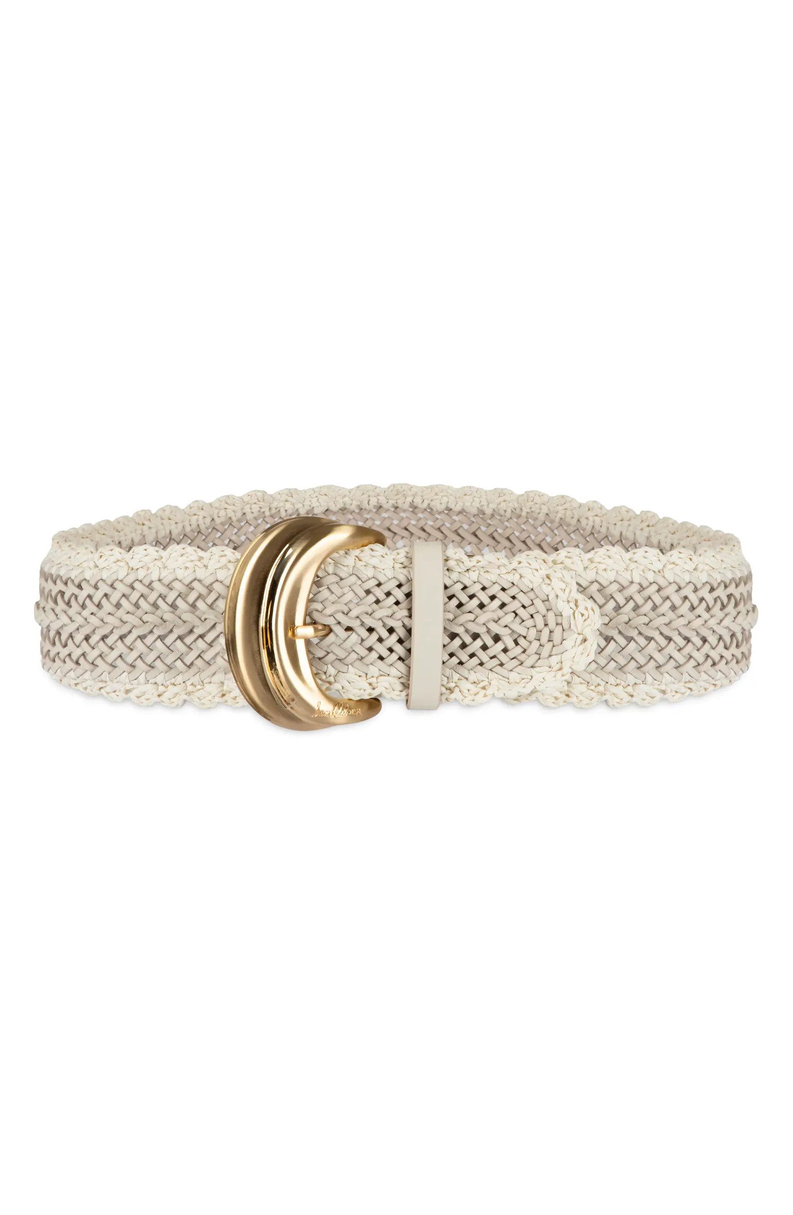 Woven Leather & Raffia Wide Belt | Nordstrom