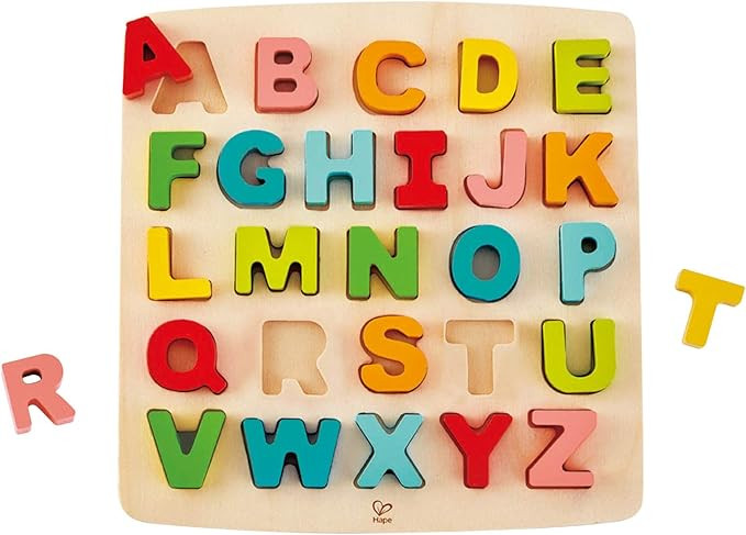 Hape Alphabet Blocks Learning Puzzle | Wooden ABC Letters Colorful Educational Puzzle Toy Board f... | Amazon (US)
