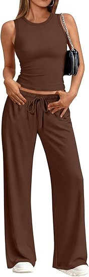 Trendy Queen Women's 2 Piece Summer Lounge Sets Butter Soft Tank Top & High Waisted Wide Leg Pant... | Amazon (US)