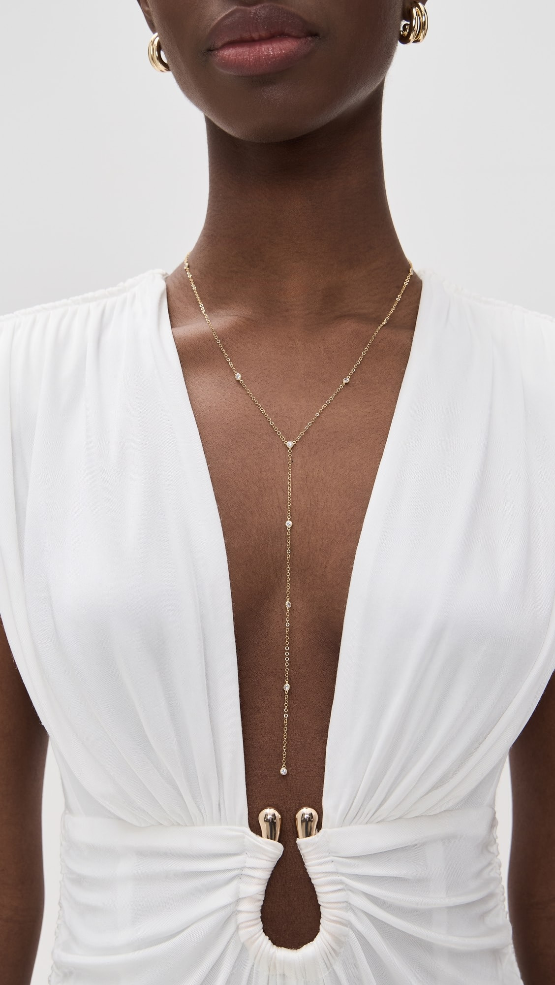 Cubic Zirconia Bezel Station Lariat Necklace | Shopbop