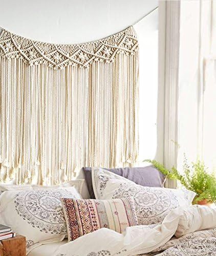 Macrame Wall Hanging Boho Wedding Hanger Cotton Handmade Wall Art Home Wall Decor,37"x 35" | Amazon (US)
