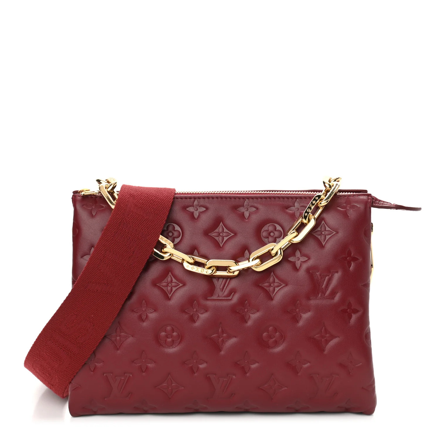 LOUIS VUITTON Lambskin Embossed Monogram Coussin PM Wine | FASHIONPHILE | Fashionphile