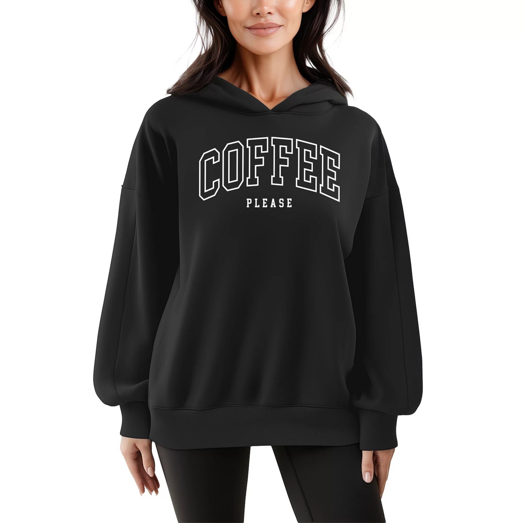 Women's Coffee Please Oversized Fleece Hoodie Sweatshirt | Kohl's