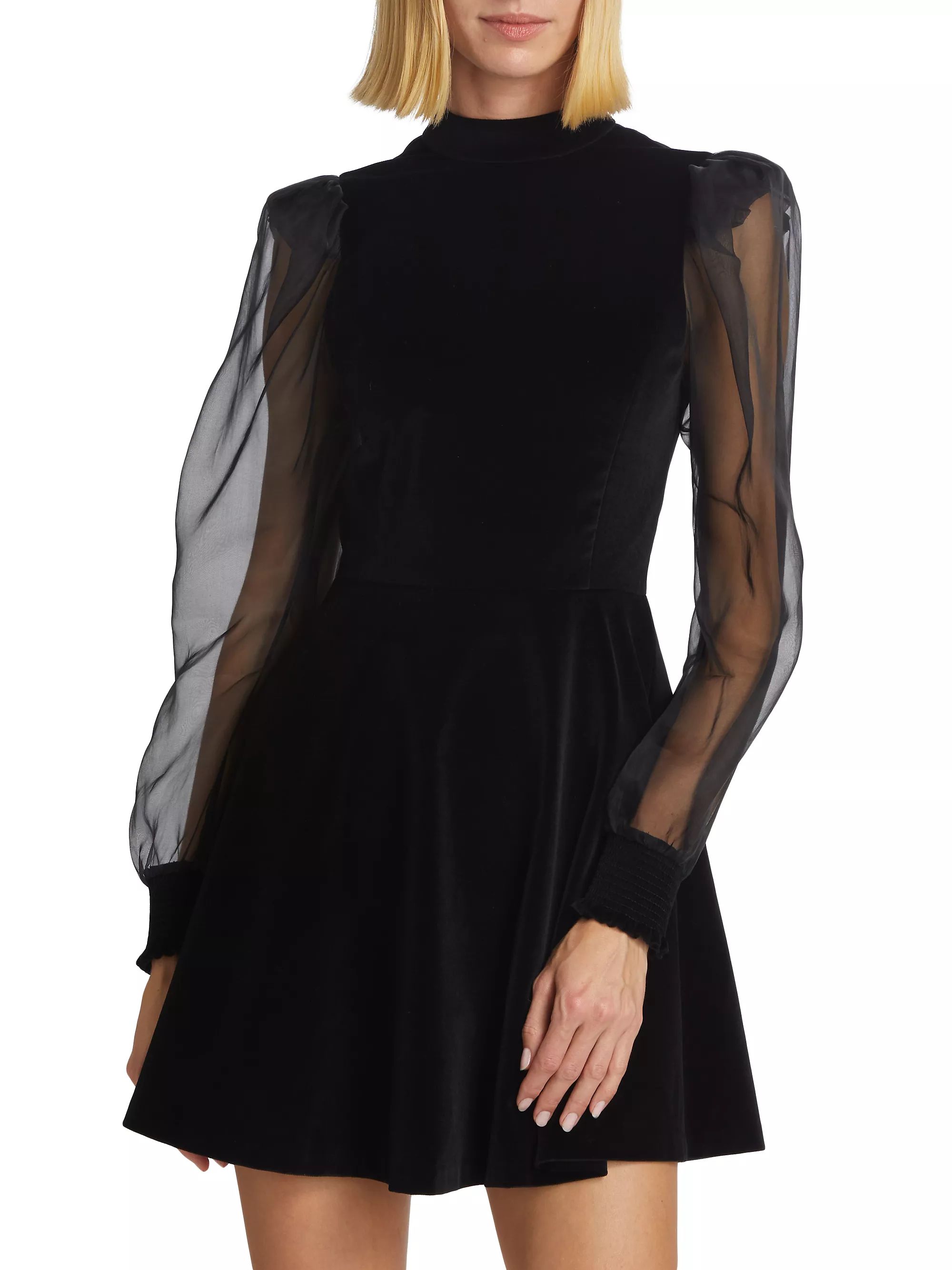 Paulette Velvet Puff-Sleeve Minidress | Saks Fifth Avenue