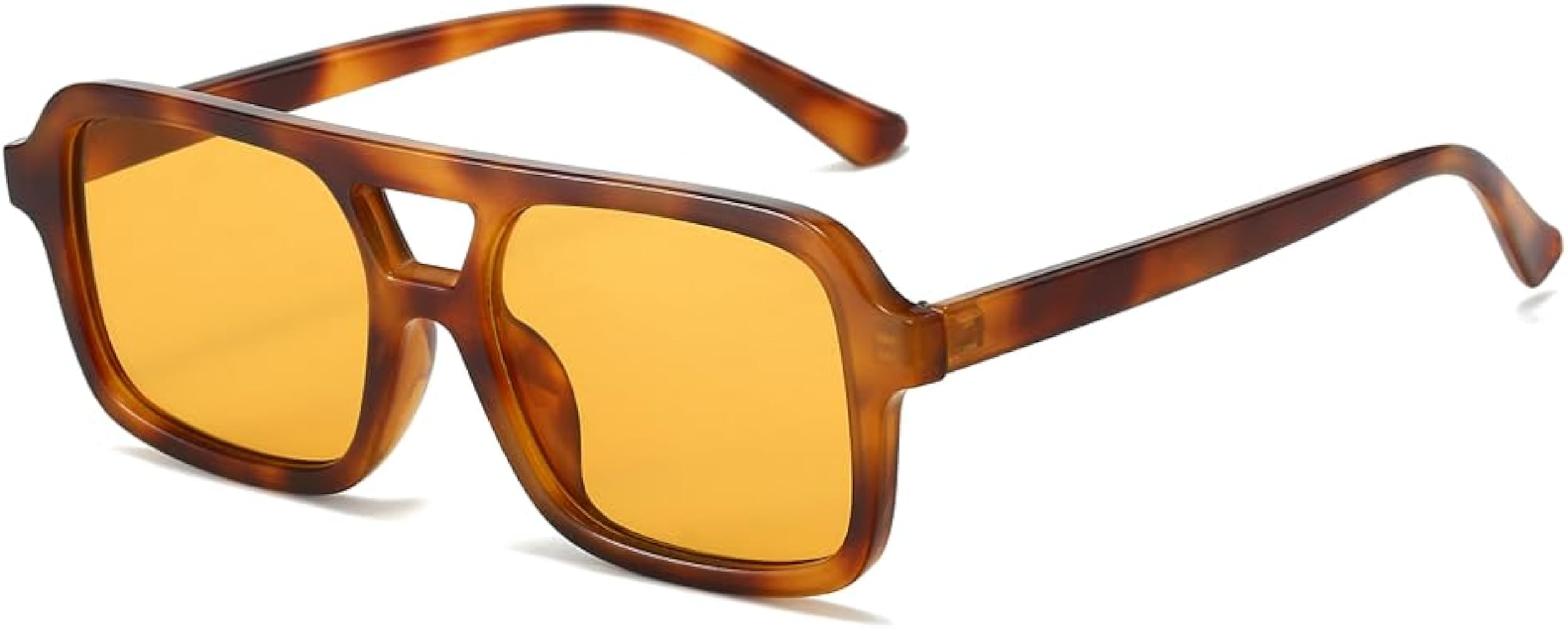 Retro Aviator Sunglasses Men Women Vintage 70s Square Glasses Double Bridge Trendy Rectangle Shad... | Amazon (US)