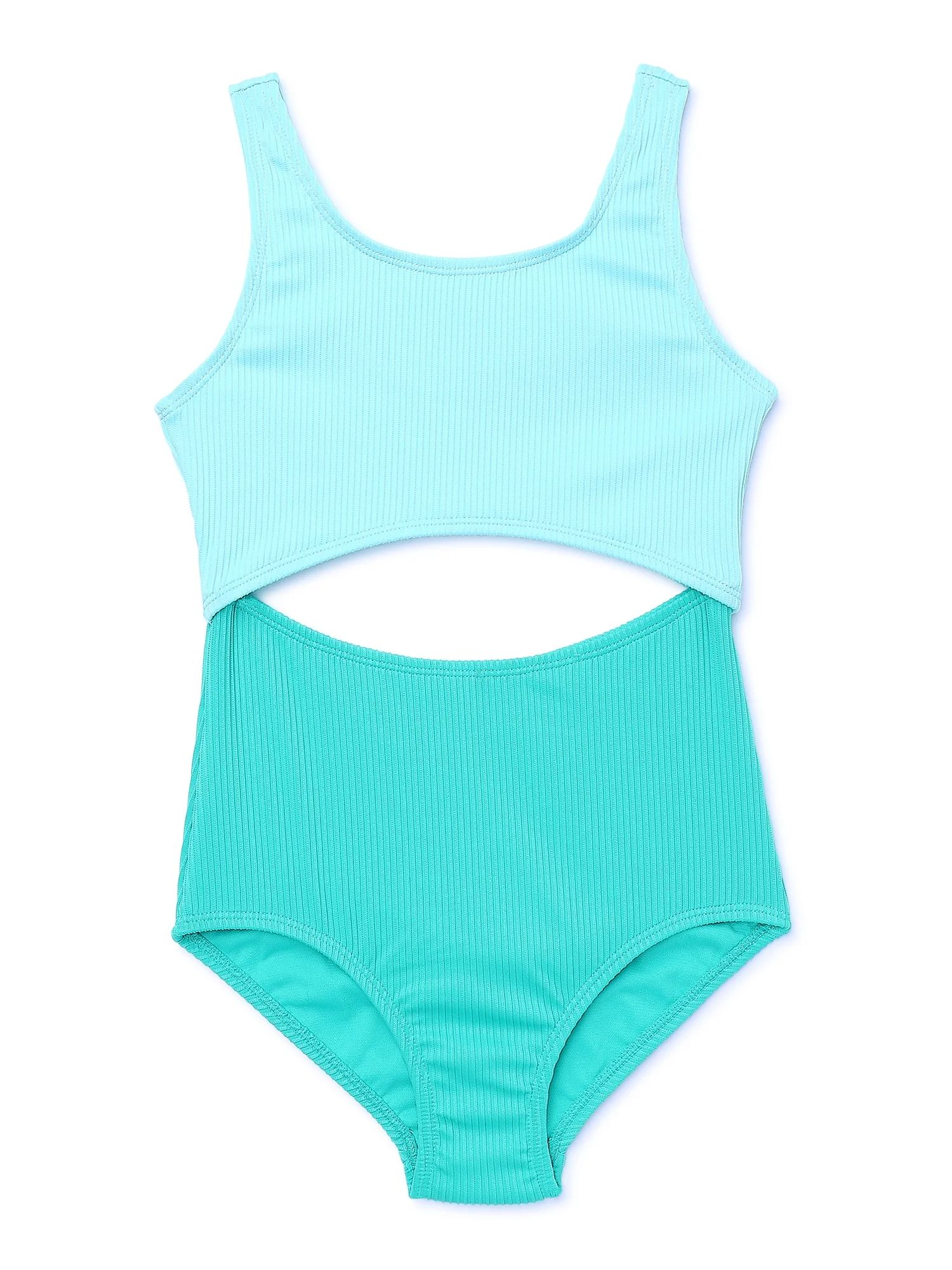 Wonder Nation Girls One-Piece Swimsuit with Cutouts and UPF 50, Sizes 4-18 & Plus | Walmart (US)