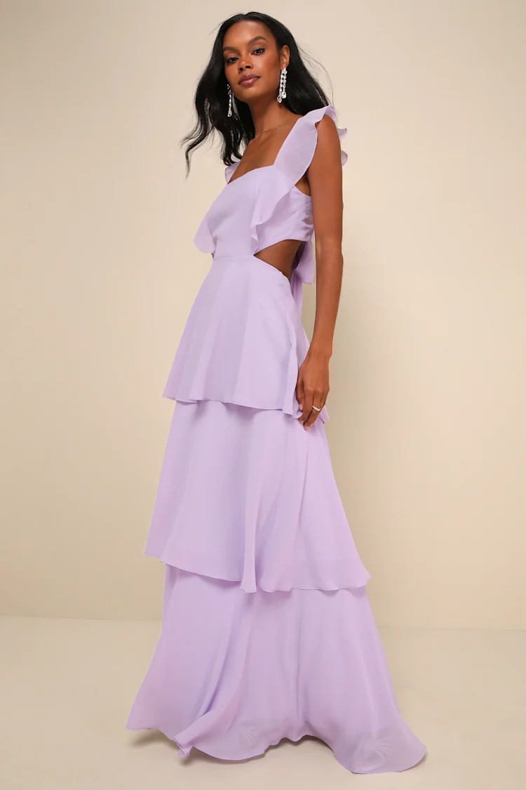 Elegant Event Lavender Ruffled Tie-Back Tiered Maxi Dress | Lulus