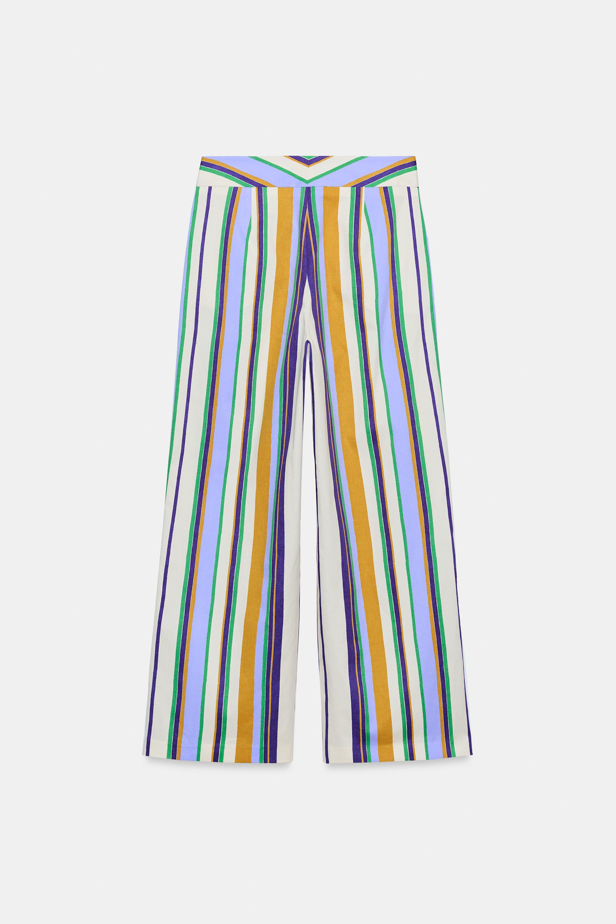 STRIPED STRAIGHT LEG PANTS | Zara US