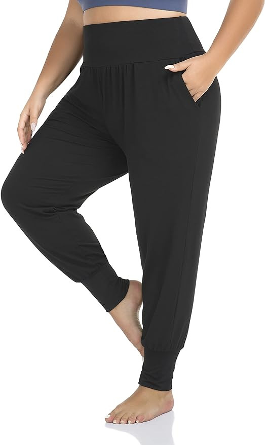 ZERDOCEAN Women's Plus Size Casual Yoga Joggers Comfy Loose Workout Lounge Pants with Pockets | Amazon (US)