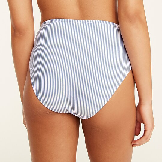 Tie high-rise bikini bottom in seersucker | J. Crew US