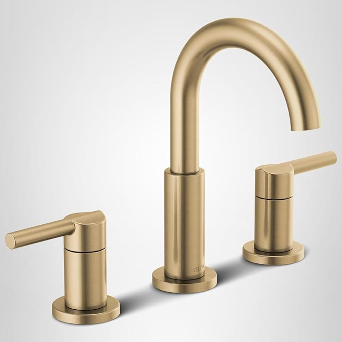 Delta Nicoli Brushed Gold Faucet 3 Hole, 8 Inch Widespread Bathroom Sink Faucet for Vanity, Push-... | Amazon (US)