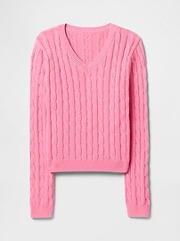 100% Cotton Cable-Knit V-Neck Sweater | Gap (US)