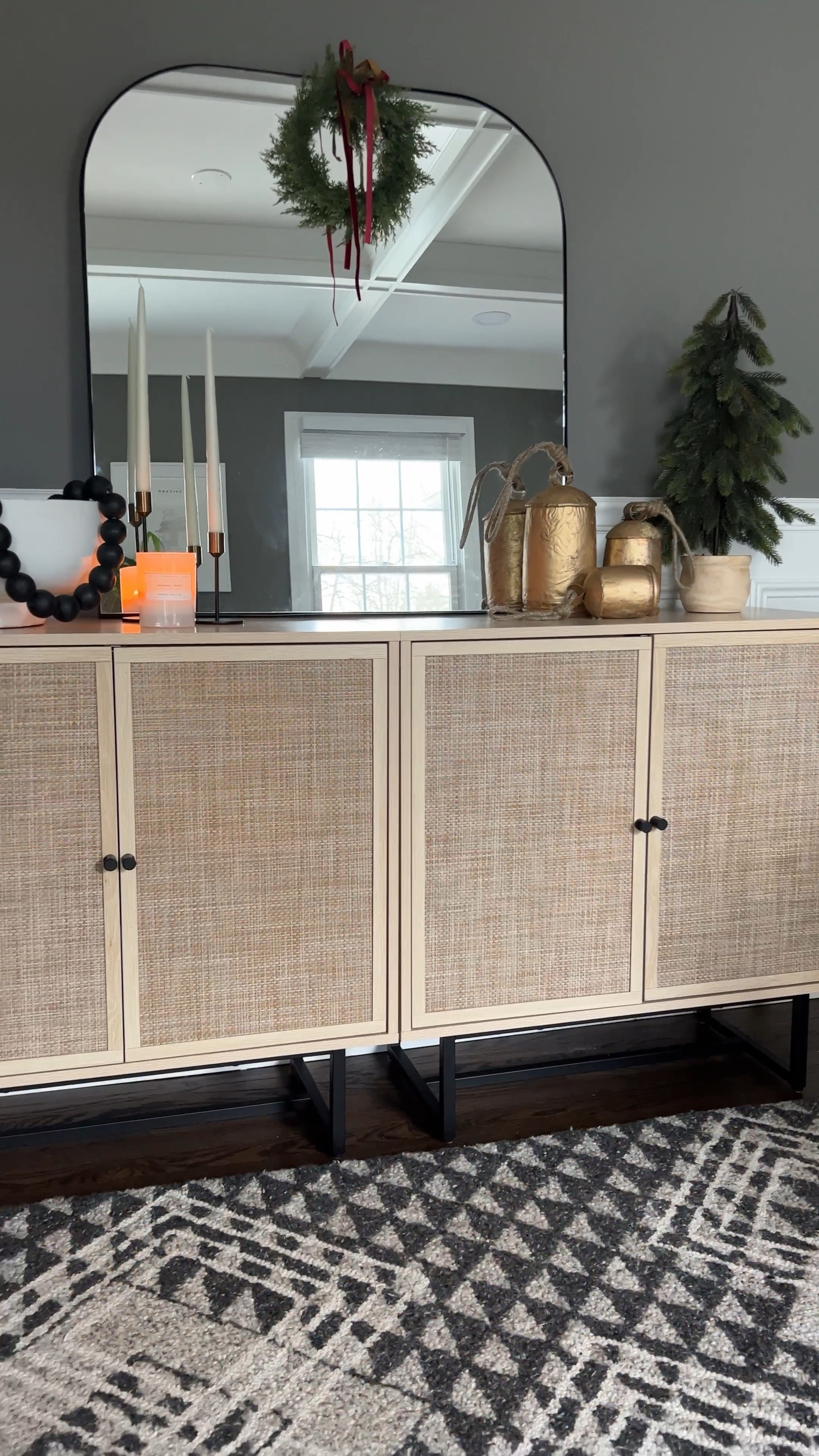 Holiday console/sideboard styling with my new Nathan James cabinets! 

#LTKSeasonal #LTKhome #LTKHoliday