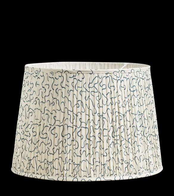 Leptoria Drum Lampshade 17.5in - White/Blue | OKA US