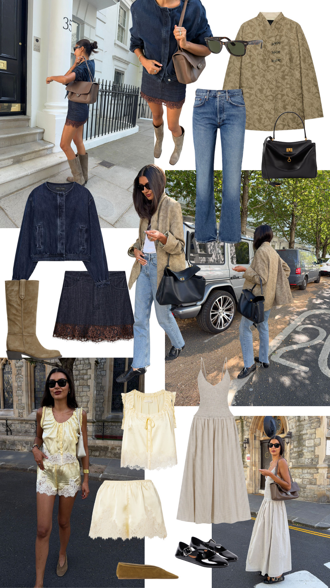 Best of May Outfits

denim jacket, denim mini skirt, lace trim, suede knee-high boots, taupe shoulder bag, tortoiseshell sunglasses, printed beige jacket, light wash straight leg jeans, black shoulder bag, black loafers, satin camisole set, lace trim cami, satin shorts, cream maxi dress, gingham dress, Mary Jane flats, neutral tones, elevated casual, chic street style, summer outfit, transitional dressing 

 #LTKspring #LTKluxury #LTKdresses