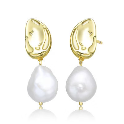 Guili Elegant Sterling Silver Gold Plated Earrings with Freshwater Pearls, designed in dangling style to bring grace to any outfit. | Target