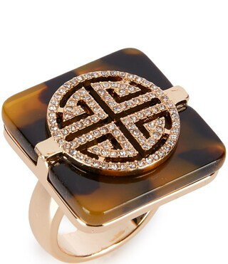 Gemma Layne Tortoise Geometric Rhinestone Pave Statement Ring | Dillard's | Dillard's