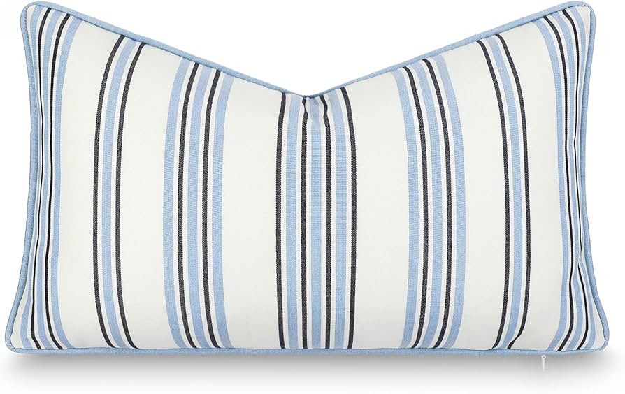 Hofdeco Premium Coastal Hampton Outdoor Performance Lumbar Pillow Cover Only, 12"x20" Water Repel... | Amazon (US)