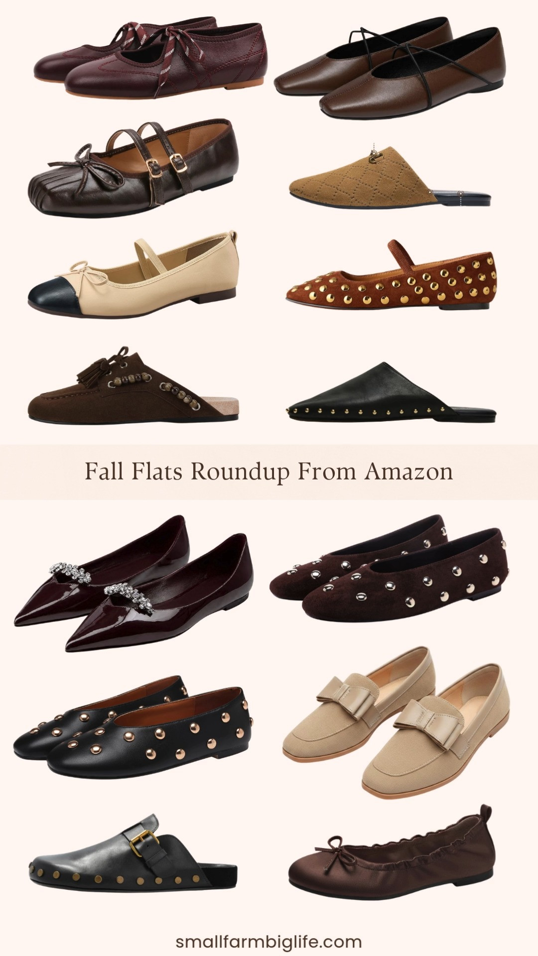 This fall flats roundup from Amazon has such a great mix of comfortable, stylish shoes for autumn outfits.

Starting with mules, the black with gold studs Studded Mule Clogs and the dark brown and tan and black Slip On Moccasin Mules with tassel and beaded accents are both easy, backless options for casual wear. The chestnut suede Genuine Leather Horse Bit Mule brings a nice equestrian touch with a memory foam insole for all day comfort.

For studded flats, the brown and chocolate suede Studded Mary Jane and square toe ballet flats both add a fun, textured detail, and the black leather version rounds out the trio for a business casual workwear friendly option.

On the Mary Jane side, the dark brown Bow Mary Jane Flats and the burgundy Lace Up Mary Jane Flats both have such a soft, feminine feel, perfect for a date night outfit or the office. The chocolate brown Coutgo Criss Cross Strap Ballet Flats are another comfortable, work ready option.

Rounding things out, the khaki suede Bow Loafer and the burgundy patent Rhinestone Pointed Toe Flats are both dressy enough for a special occasion or fall wedding guest dress, while still being comfortable enough for everyday wear.

So many great flat shoe options to shop for fall, all linked for you.

#amazonfashion #flats #fallfashion #falloutfits #fallweddingguest 

 #LTKootd #LTKOver40 #LTKWorkwear