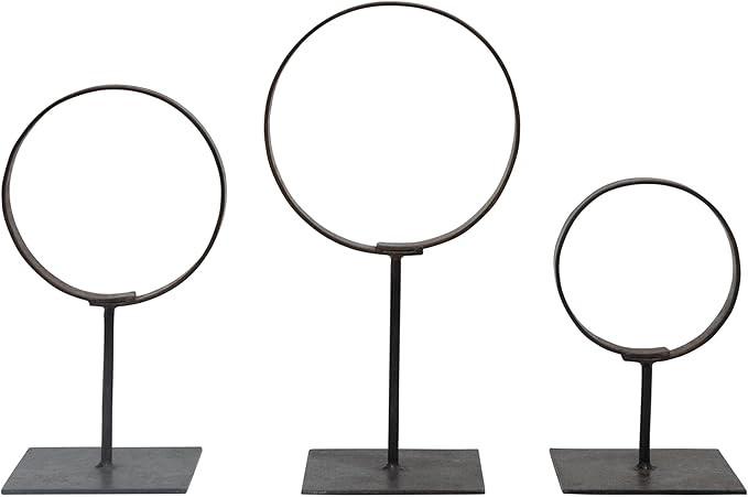 Decorative Modern Found Metal Rings on Stands, Set of 3 | Amazon (US)