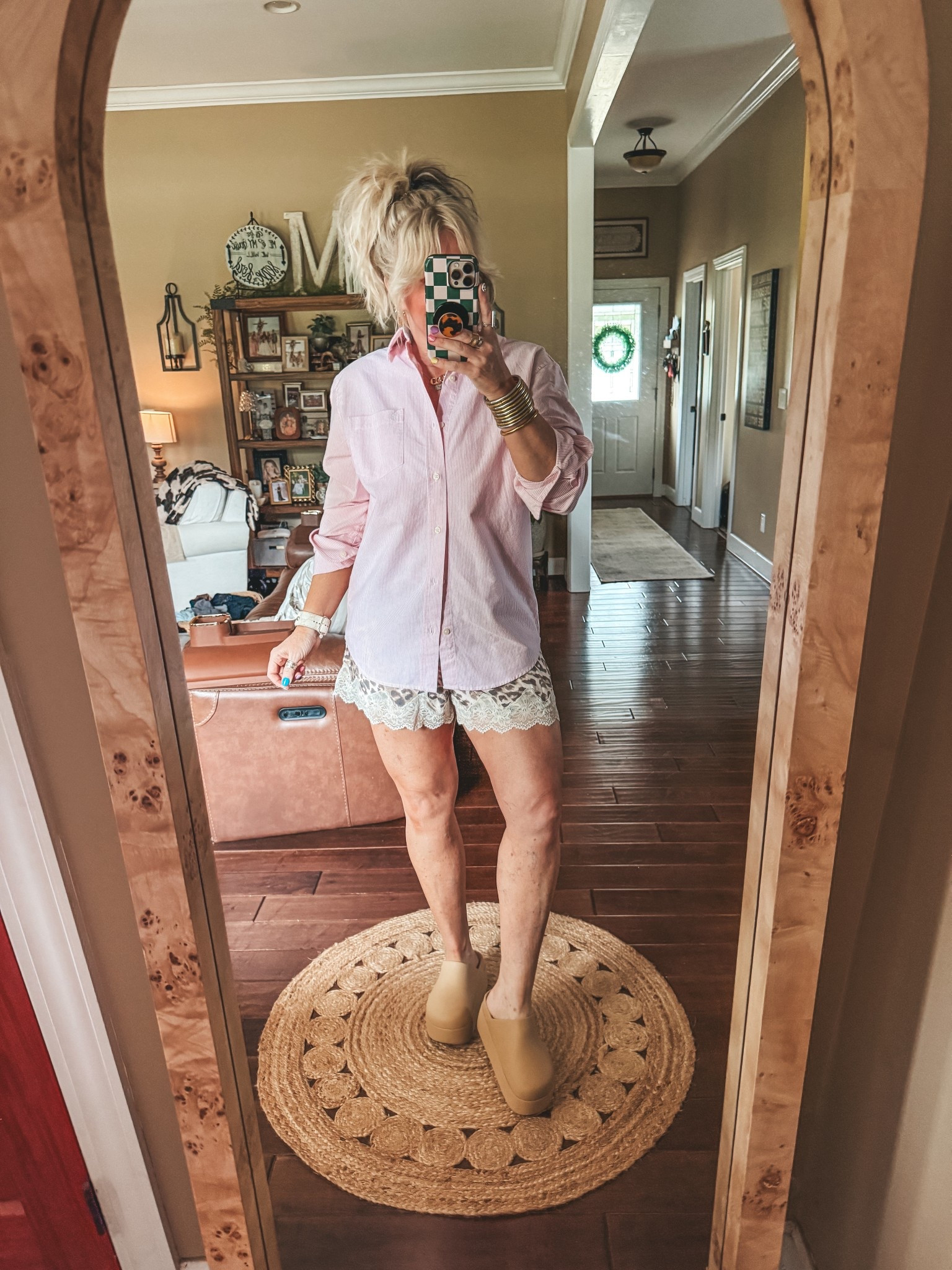 Casual date night 
Me s button down M
Lace trim shorts M
Crocs I size down 



#LTKootd #LTKOver40