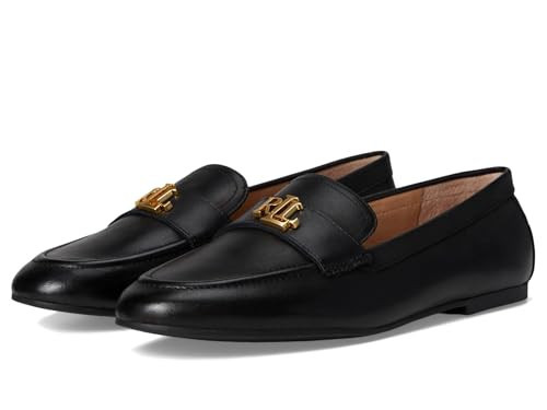 Lauren Ralph Lauren Women's Averi III Burnished Leather Loafer Black 5.5 Medium | Amazon (US)