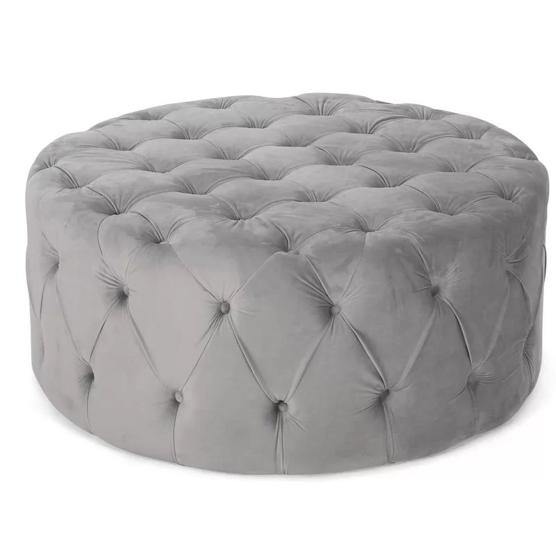 40" Velvet Tufted Round Standard Ottoman | Wayfair North America