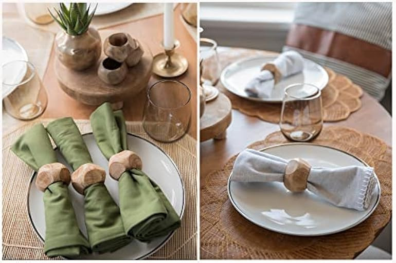 Little Panda Co. Wooden Napkin Rings Set of 6 for Your Table Napkins, Beautiful Napkin Holders fo... | Amazon (US)