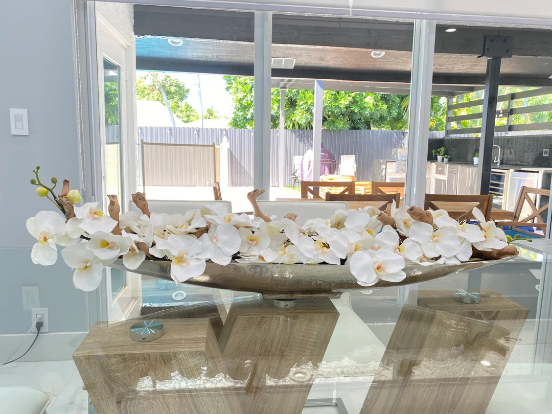 Silk Orchid Floral Arrangement: Boat Vase Centerpiece - Etsy | Etsy (US)