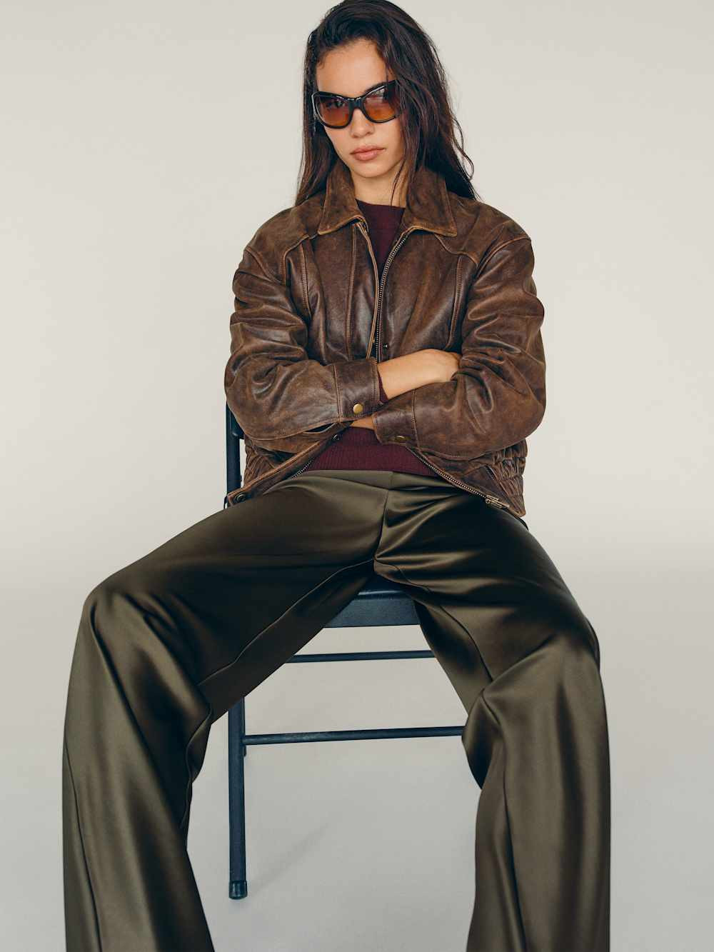 Gale Satin Mid Rise Bias Pant | Reformation (Global)