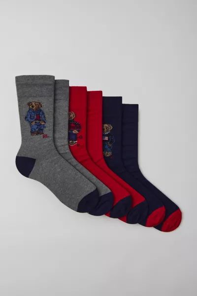 Polo Ralph Lauren Assorted Bears Crew Sock 3-Pack Gift Box | Urban Outfitters (US and RoW)
