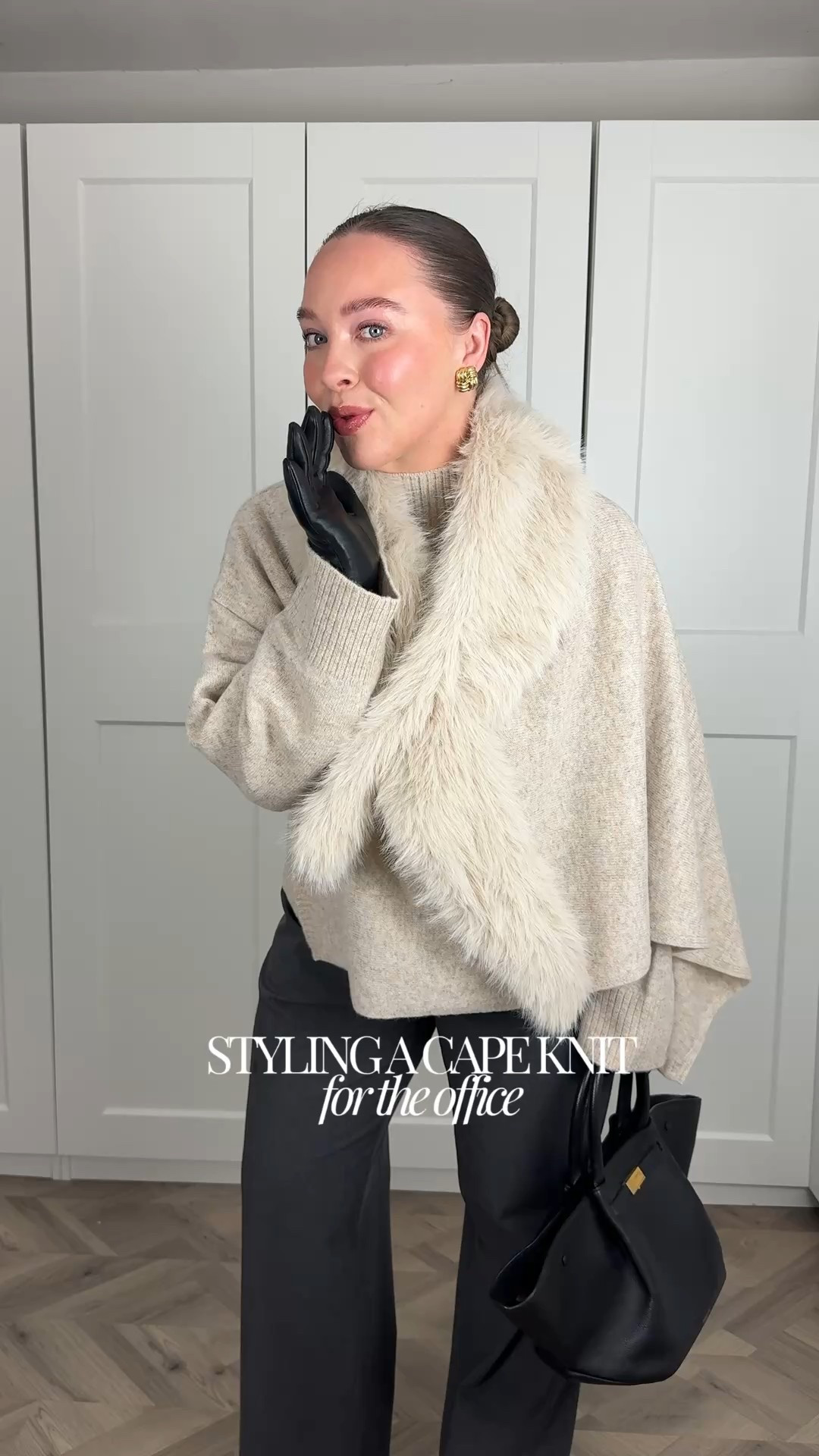 Some office outfit inspo! Had so many compliments wearing this, loving all things cape detail atm! 

This one is 100% wool and massively discounted, I wear a size M and I’m a UK14

I wear a large in the Uniqlo trousers and boots are old H&M so I’ve linked similar 

The Demellier bag shown here is the medium size 

#LTKuk #LTKmidsize #LTKworkwear