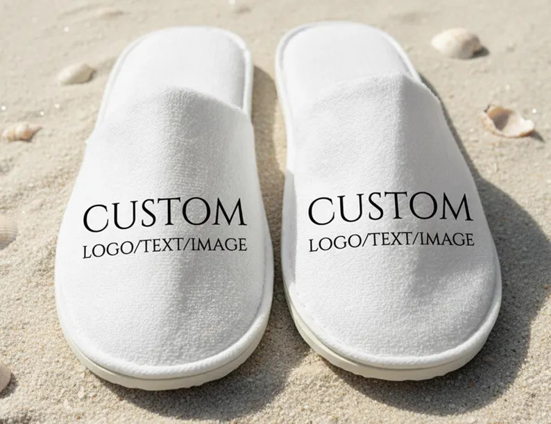 Custom Logo/Image/Text Spa Slippers, Closed Toe Bridesmaid Party Gift Hotel Slipper, Party Supply... | Etsy (Global)