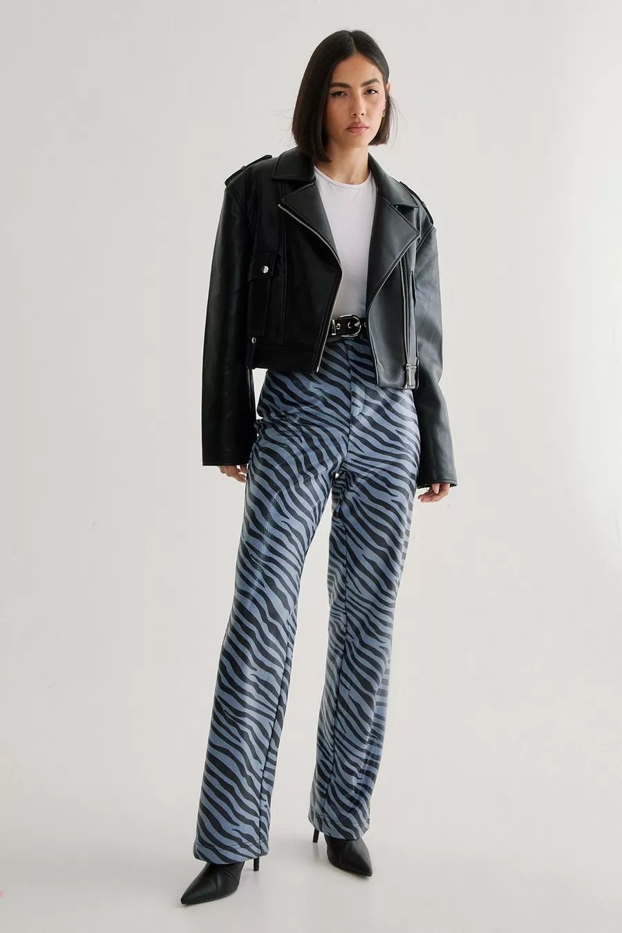 Blue Zebra Faux Leather Pant | Nasty Gal US