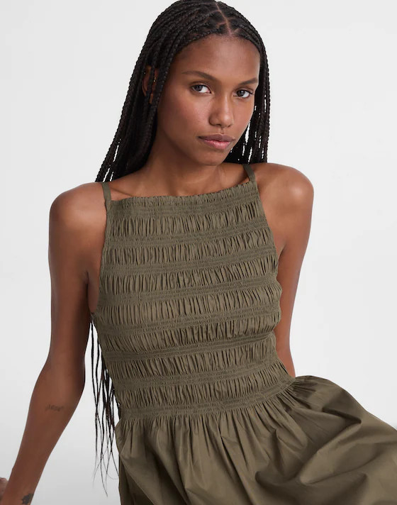 Smocked High-Neck Midi Dress | Madewell
