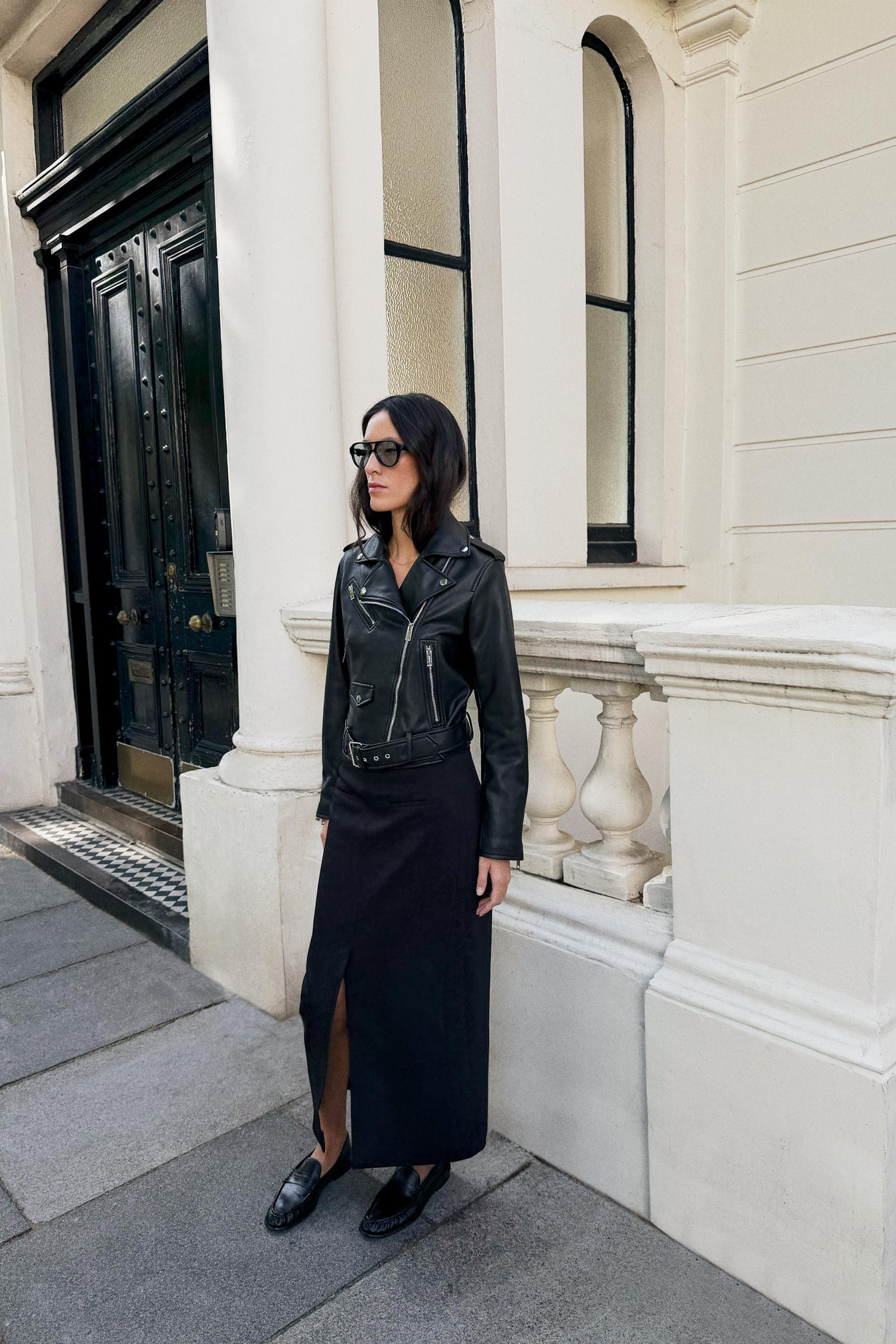 Zara - Cropped Faux Leather Biker Jacket - Black - L - Woman | Zara Canada