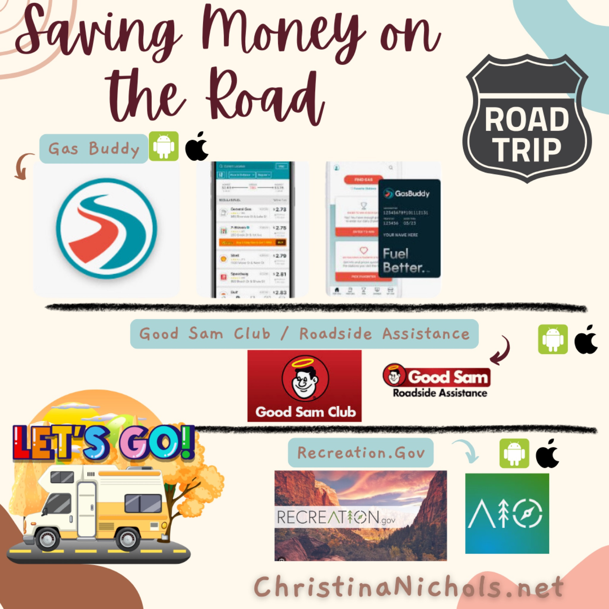 Saving money $ on the road, with some of my favorite apps. #RVlife #road-trip #travel
