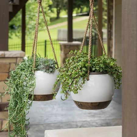 Belham Living Hayden Ceramic Outdoor Hanging Planter - Set of 2 | Walmart (US)