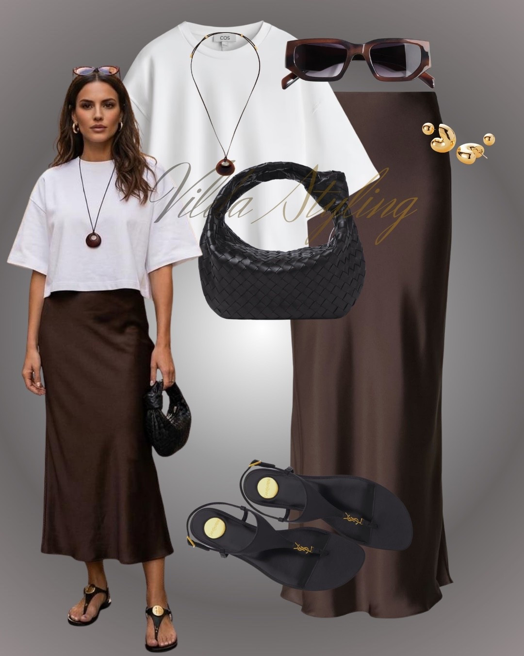 Satin skirt white t-shirt ysl sandals clutch bag

#LTKspring #LTKuk #LTKsummer