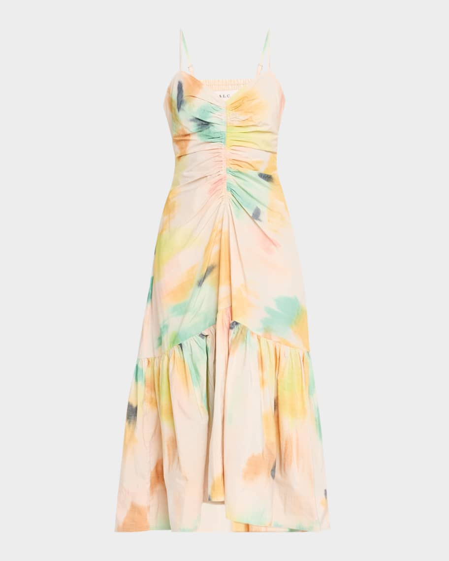 A.L.C. Lindsey Ruched Fit-And-Flare Midi Dress | Neiman Marcus