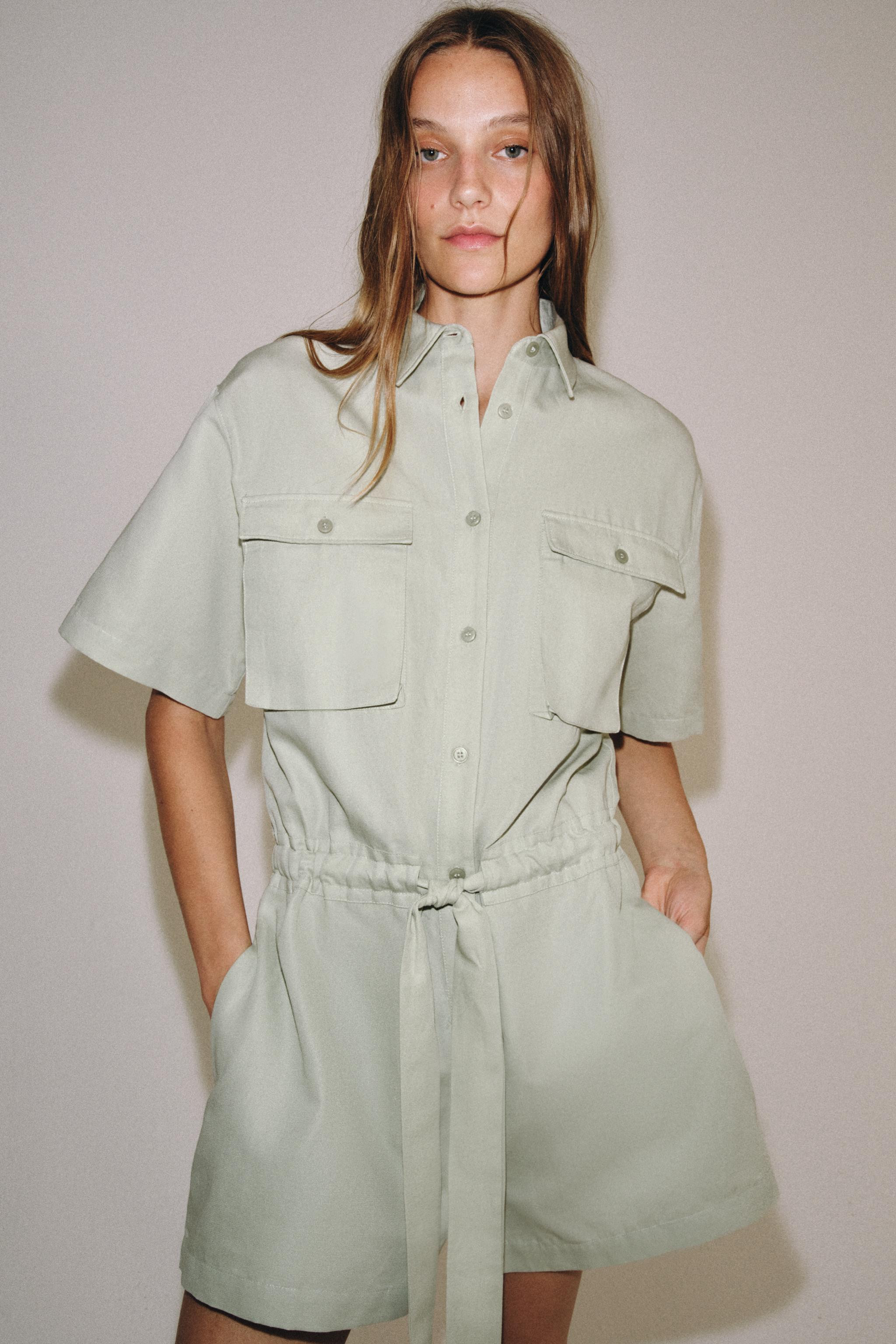 ZW COLLECTION BELTED SHIRT JUMPSUIT | Zara US