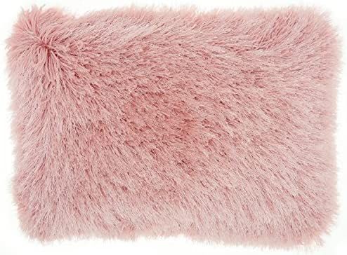 Nourison Mina Victory TL004 Yarn Shimmer Shag Throw Pillow, 14" x 20", Rose | Amazon (US)