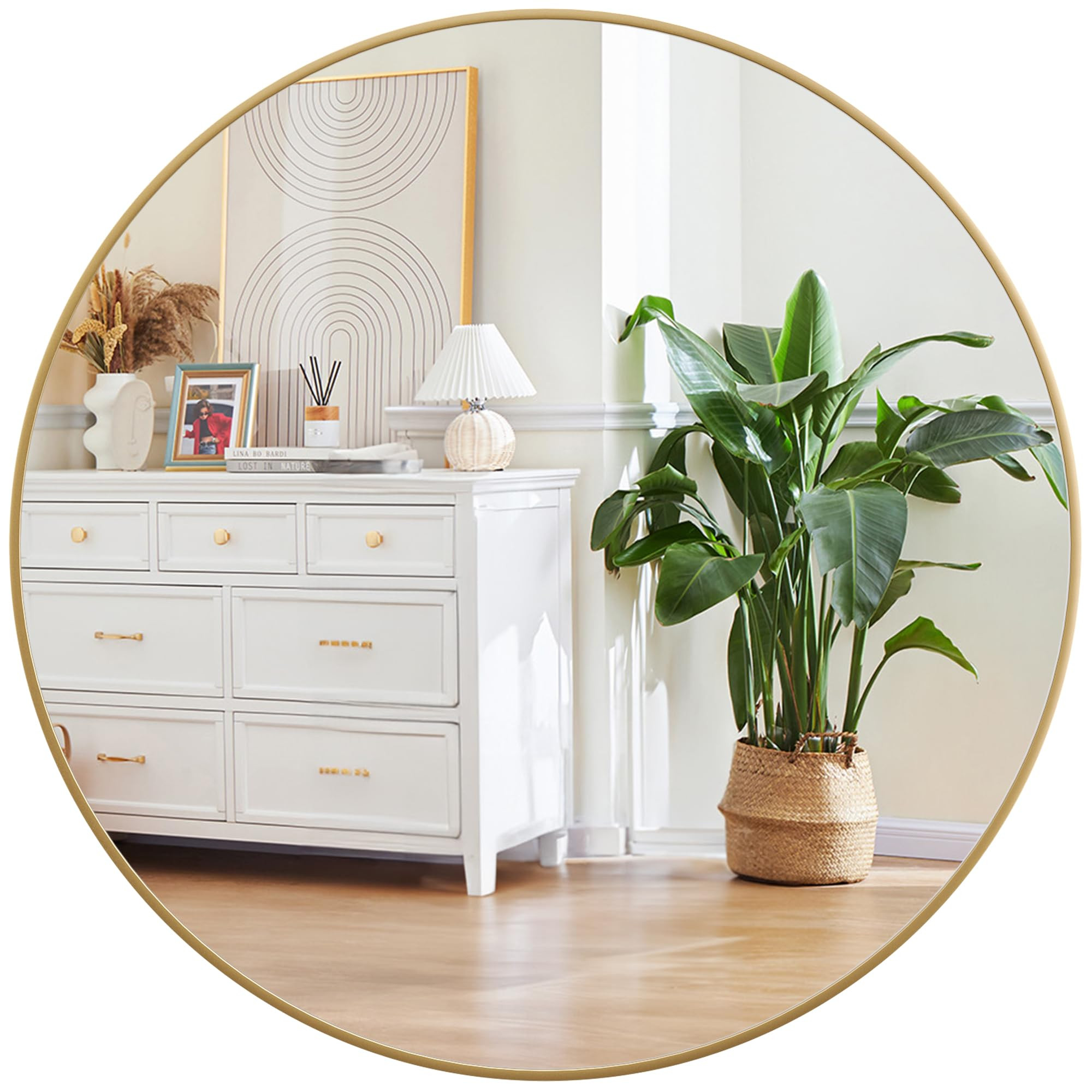 Gold Circle Mirror for Bathroom, 24 inch Circle Mirror, HD Eco-Friendly Round Bathroom Mirror for... | Amazon (US)