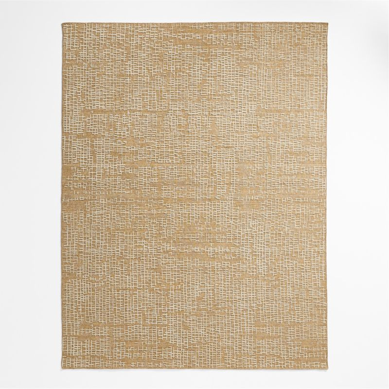 Montauban Wool Blend Grid Caramel Brown Area Rug 6'x9' + Reviews | Crate & Barrel | Crate & Barrel